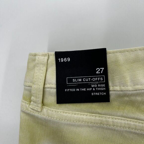 NWT GAP Yellow Acid Wash Side Stripe Mid Rise Slim Cut Off Jean Shorts Size 27 - Picture 6 of 6